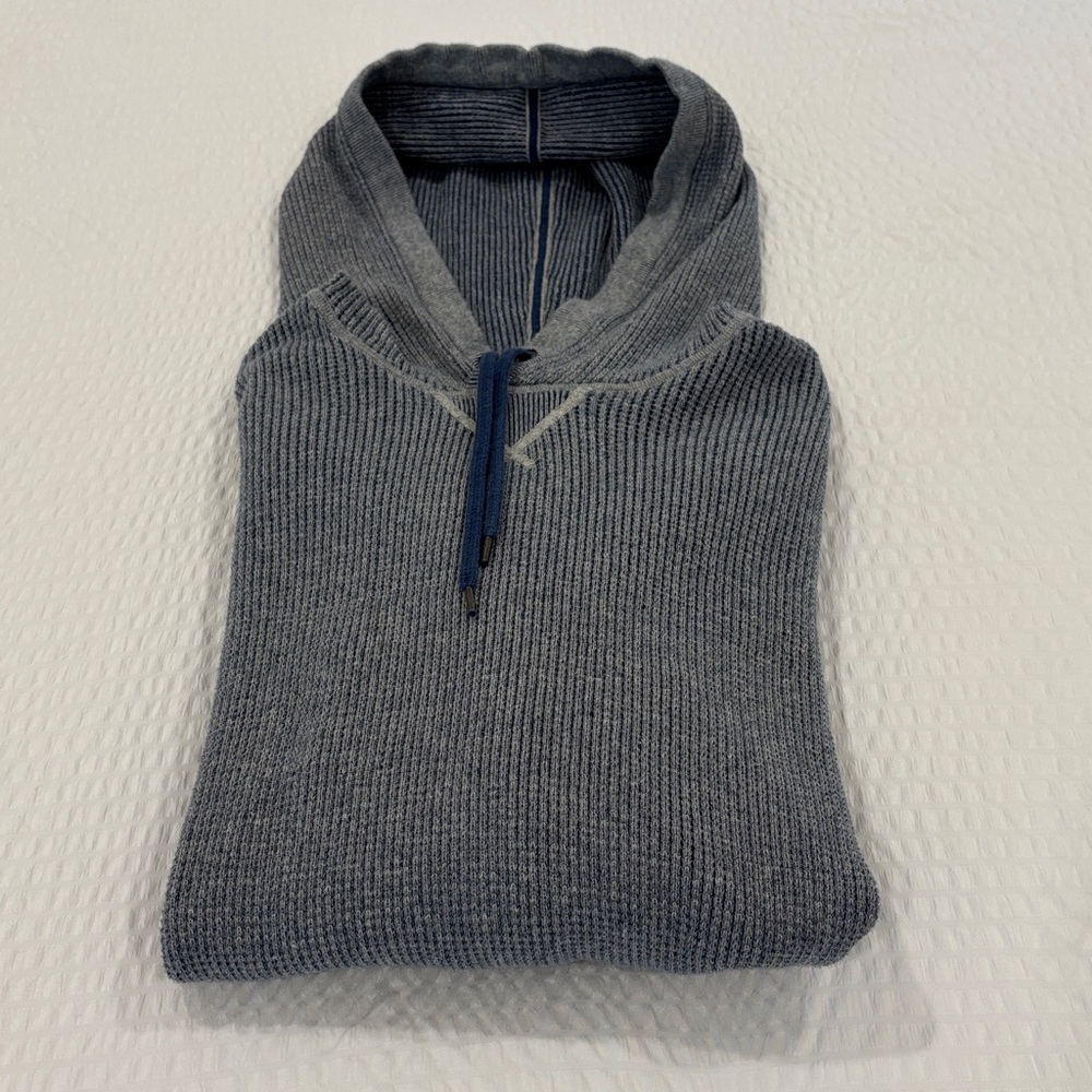 Gray Hooded Sweater from the gap, super‎ cozy waffle texture for warmth.